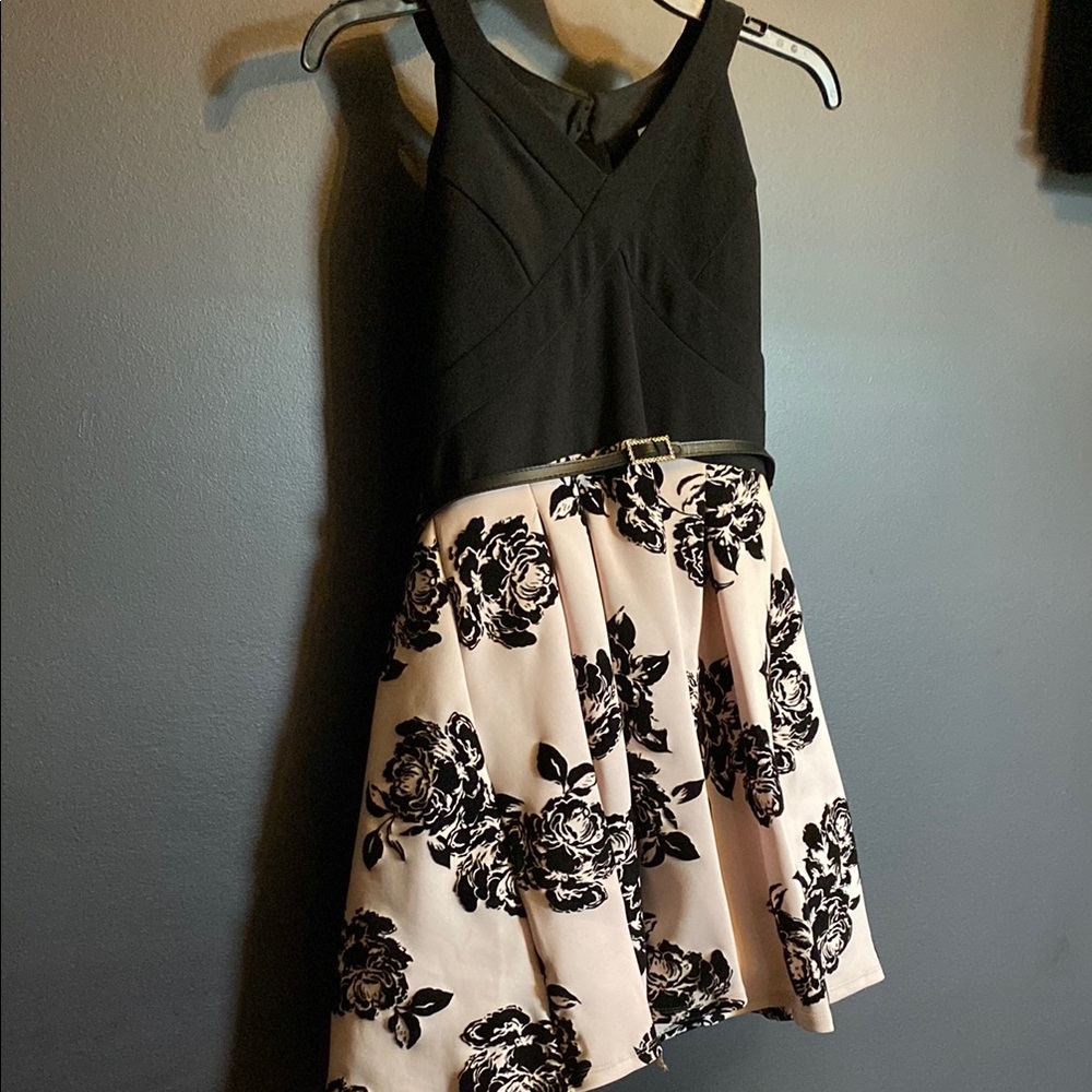 Elegant Black and White Floral Dress